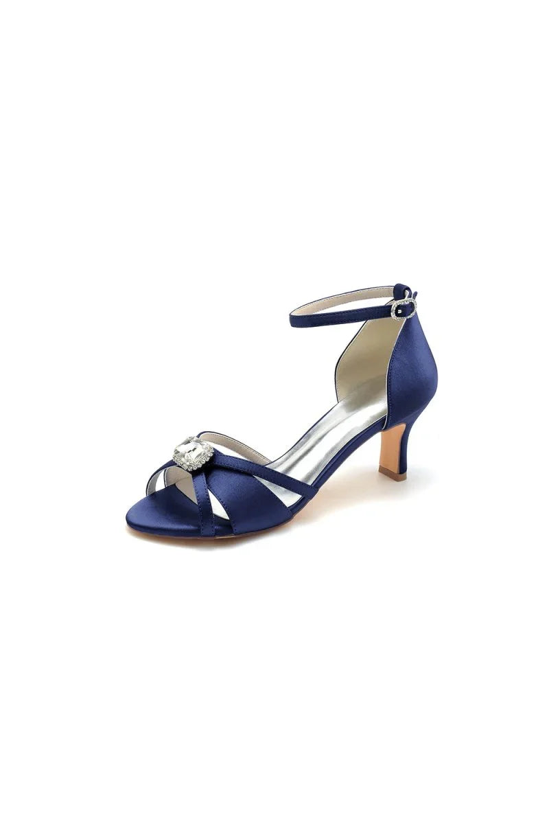 Satin Pointed Toe Hollow Out Stiletto Heels With Rhinestone