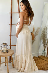 Cream Maternity Maxi Dress with Strappy Back