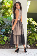 Black Lace Dress With Satin Belt