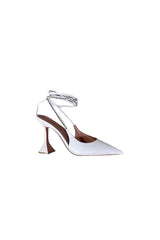 White Lace Up High Heel Sandals