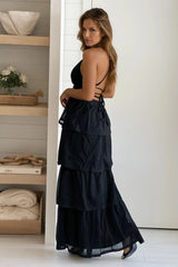 Black Cut Out Metallic Maxi Dress