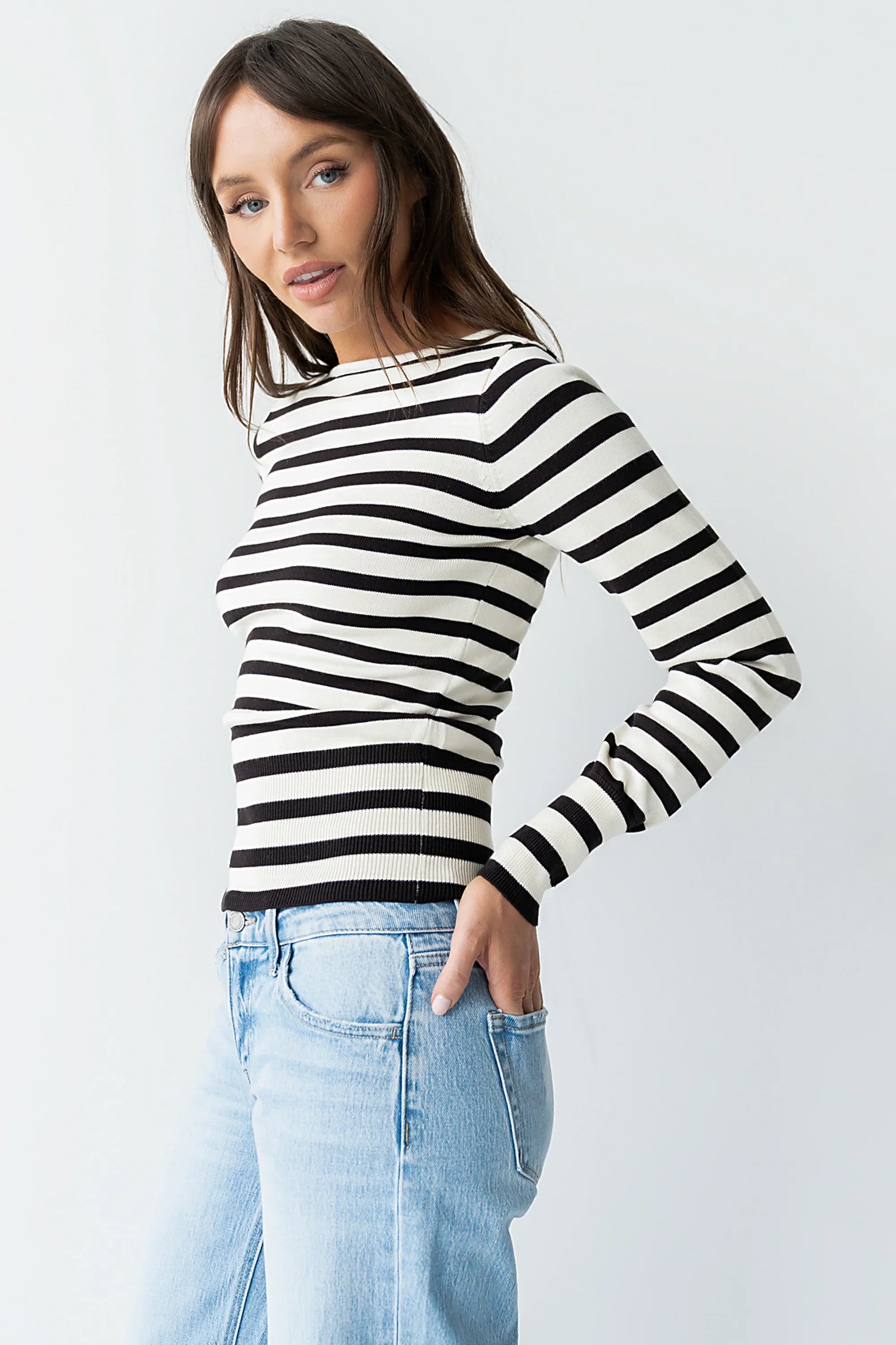 Waldorf Striped Top in Black