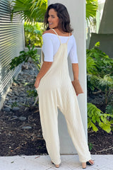 Ecru Ribbed Jumpsuit With Pockets