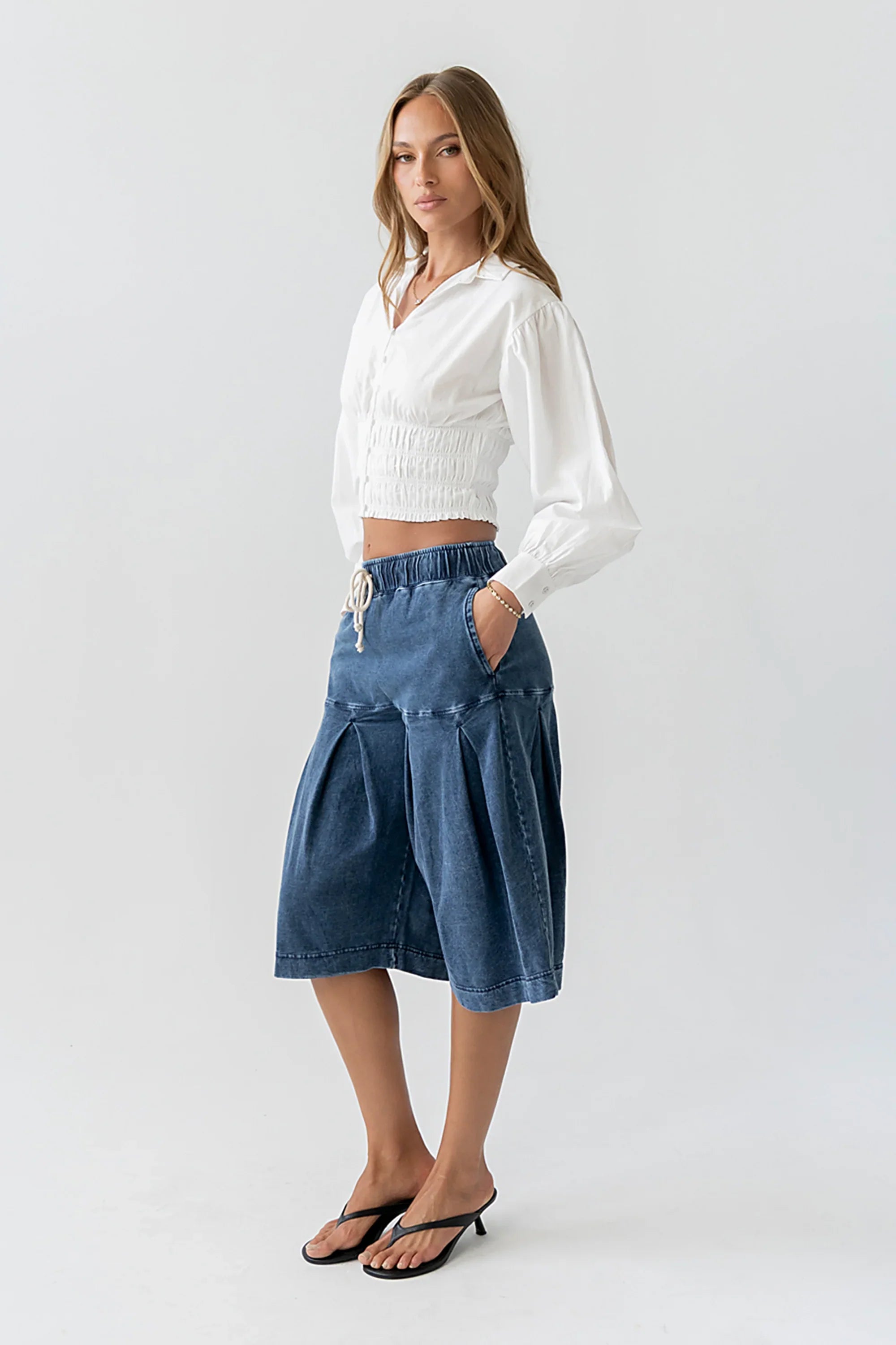 Yena Smocked Blouse in White