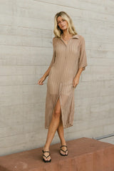 Venetia Sheer Midi Dress in Nude FINAL SALE