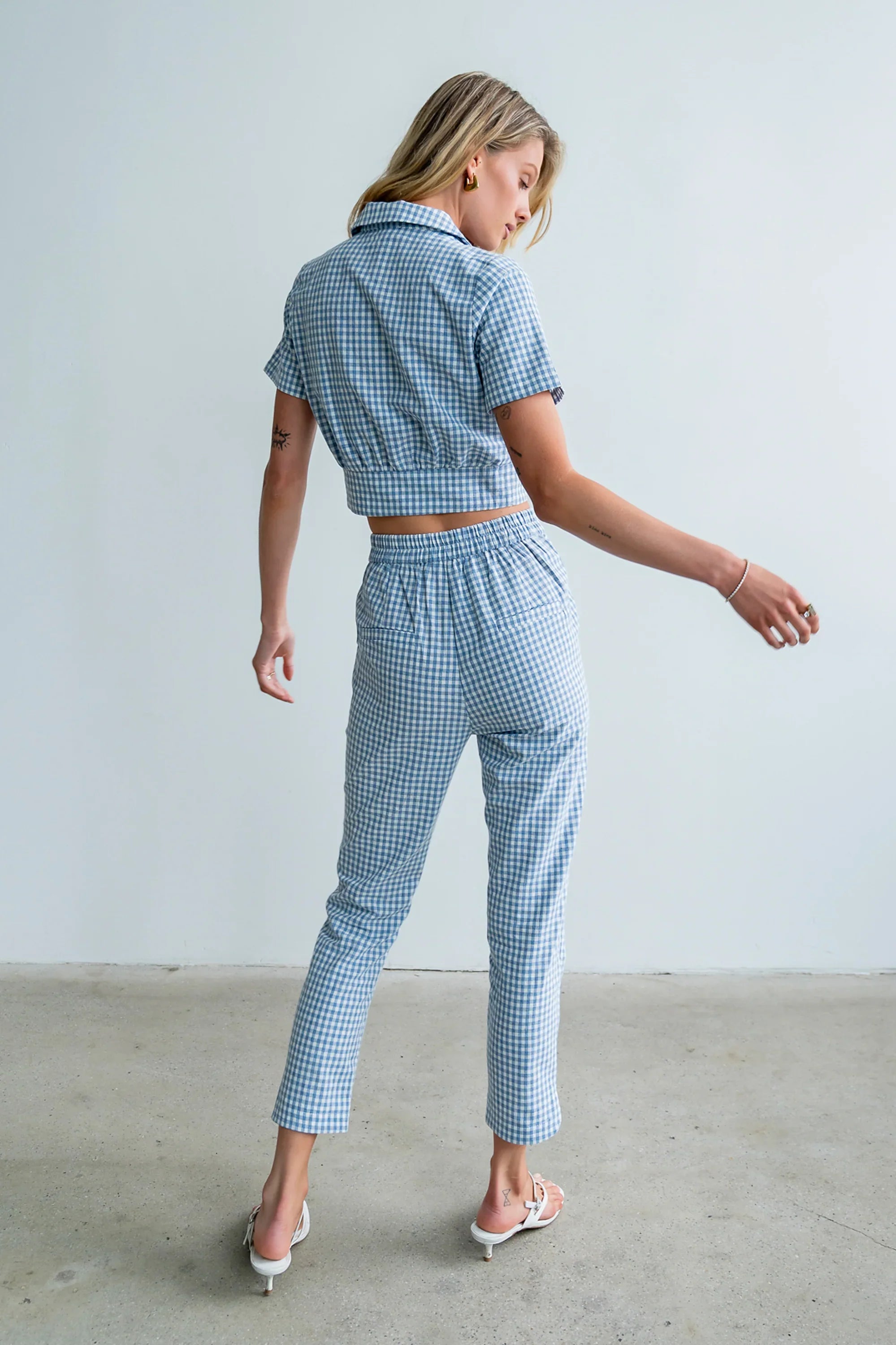 Madie Gingham Pants in Blue