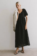Devon Eyelet Lace Maxi Dress in Black FINAL SALE