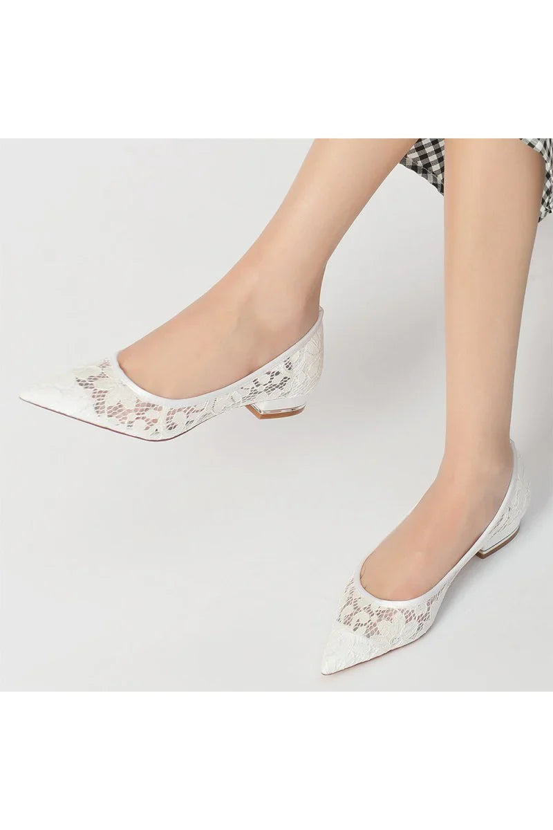 Lace Cocktail Pointed Toe Flats