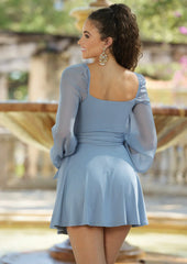 Vera Two Way Mini Dress Dusty Blue