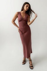 Hailey Lace Trim Maxi Dress in Marsala FINAL SALE