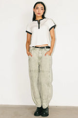 Angela Barrel Jeans in Olive FINAL SALE