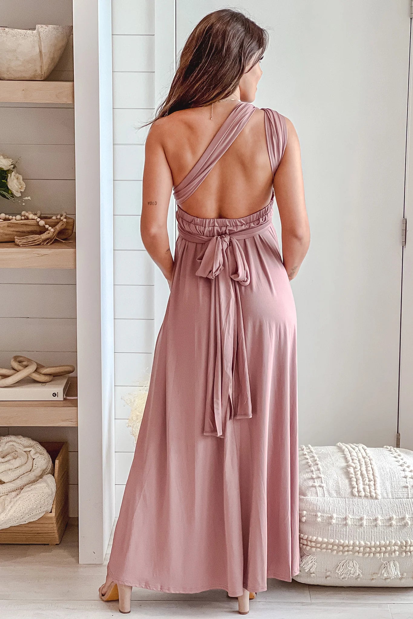 Blush Multi Tie Maternity Maxi Dress