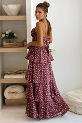 Burgundy Multi Layered Maxi Dress