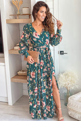 Hunter Green Floral Maxi Dress