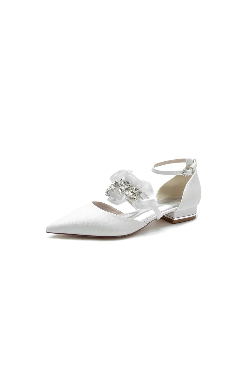 Crystal Ruffles Sequin Pointed Toe Flats