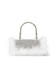 Womens Furry Rhionestones Evening Clutch Bags