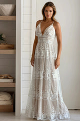 Off White Cami Lace Maxi Dress