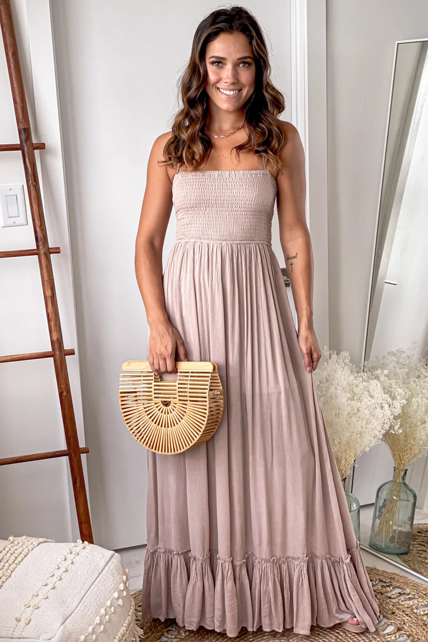 Natural Maxi Dress with Strappy Back
