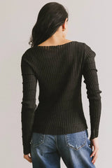 Gemma Sheer Ribbed Top in Black FINAL SALE