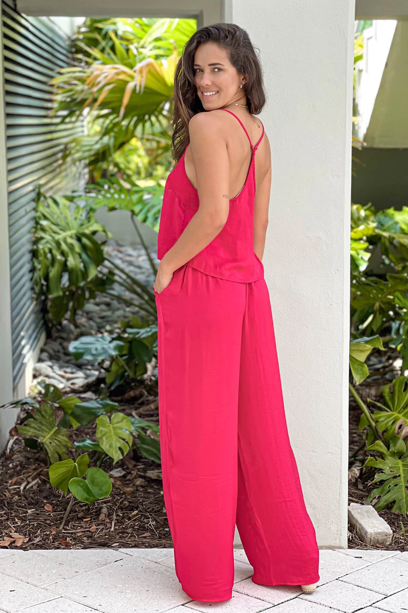 Magenta Cami And Pants Set