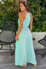 Mint Sleeveless Maxi Dress With Slit