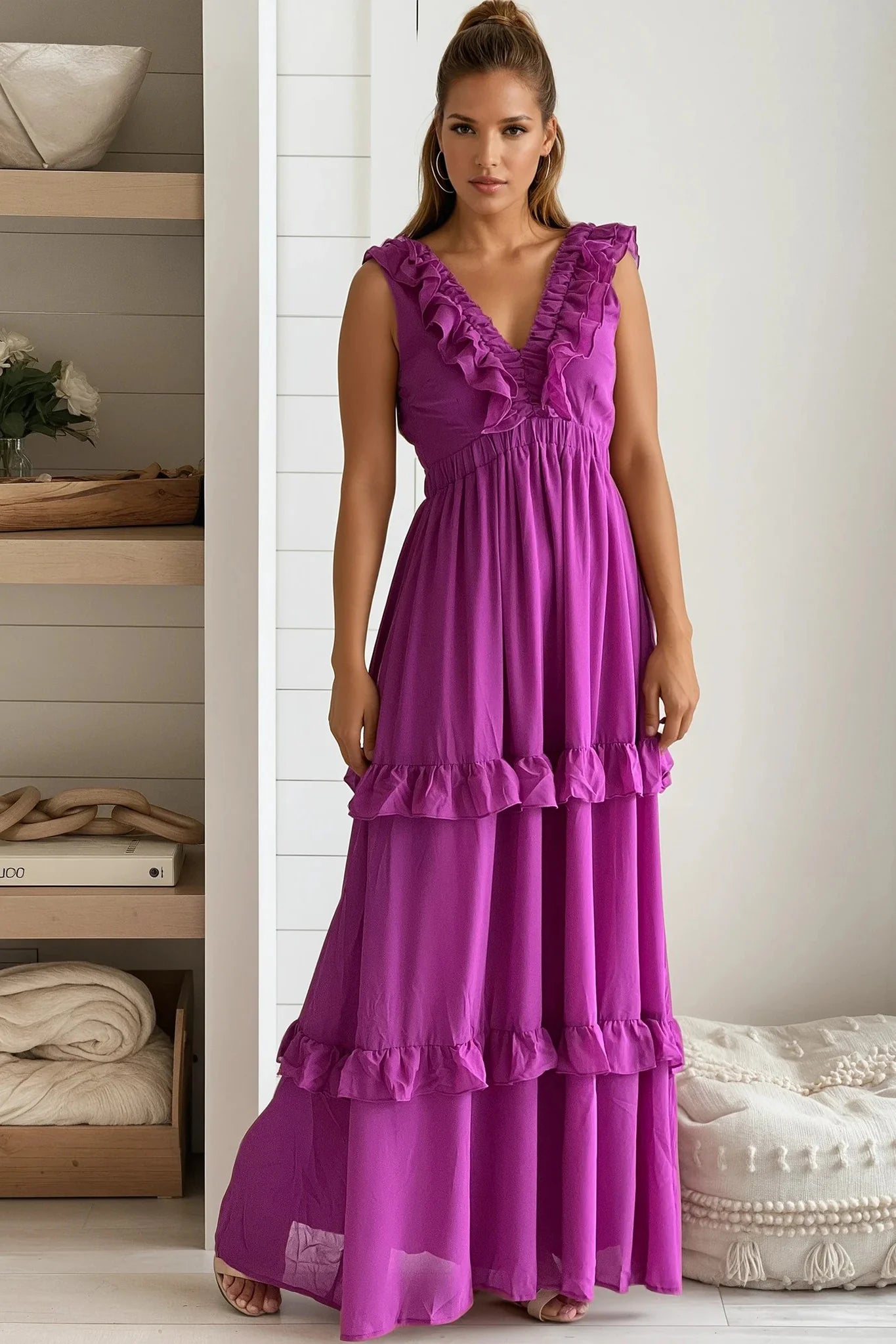 Orchid Ruffled Maxi Dress