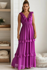 Orchid Ruffled Maxi Dress
