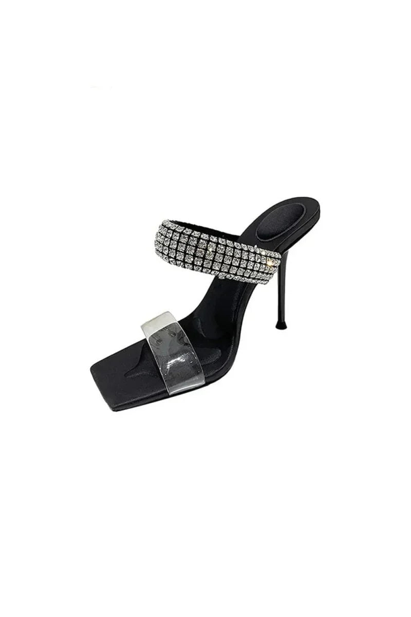 Square Toe Stiletto High Heels with Beading