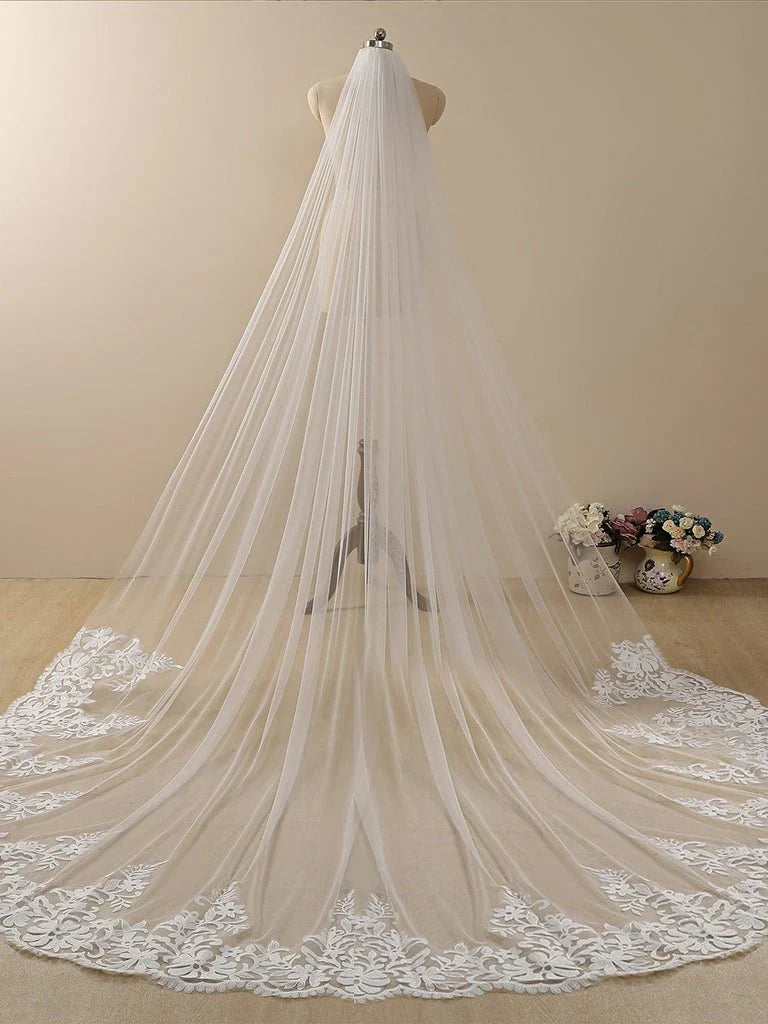 Vintage Flower Lace Cathedral Veil Bridal Veil Wedding Veil