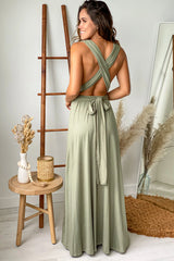 Olive Multi Tie Maxi Dress With Slit