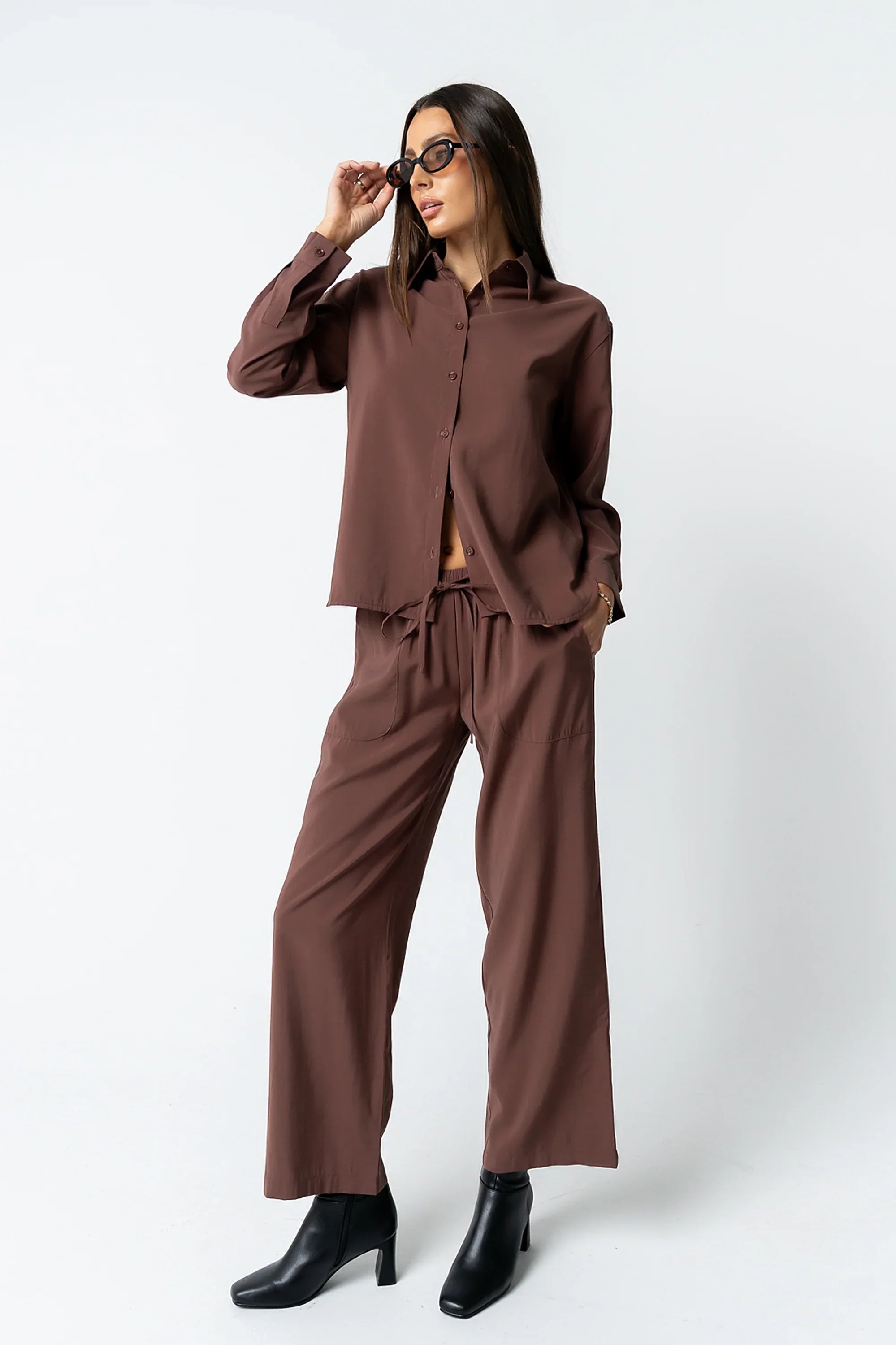 Tacie Button Up in Brown
