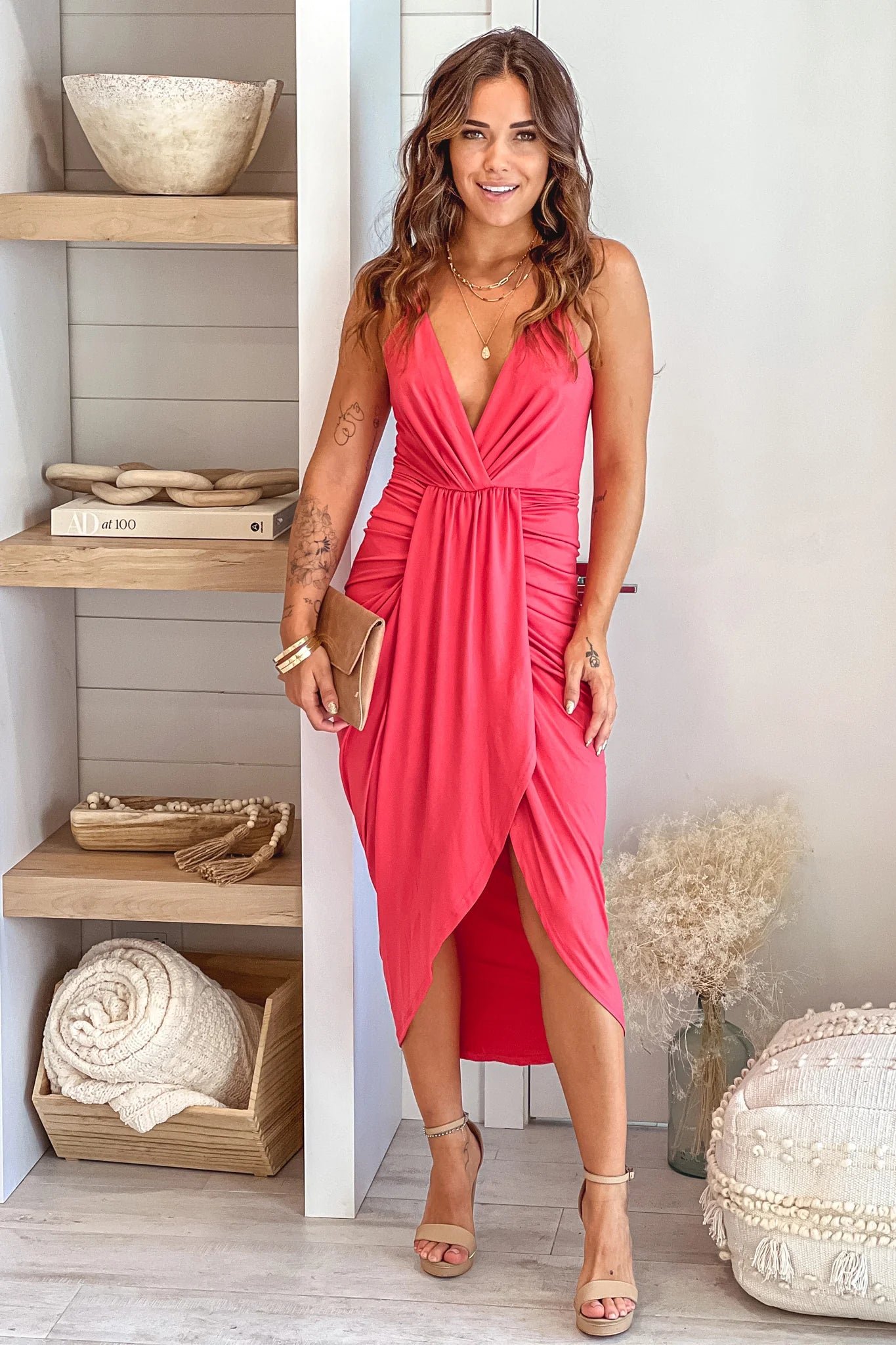 Rose Midi Dress With Criss Cross Back