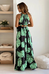 Black Printed Cut Out Maxi Dress