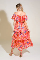 STROLL THE AVENUES MIDI DRESS PEACH