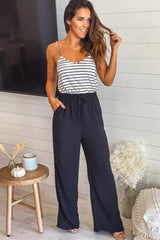 Black and White Striped Top Jumpsuit