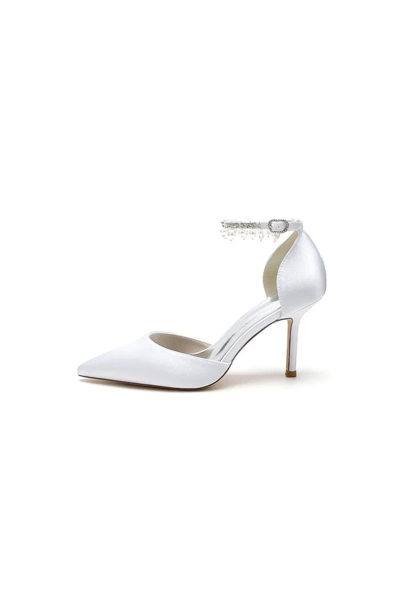 Pointed Toe Wedding Heels with Pearl Tassel
