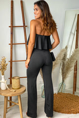 Black Strapless Jumpsuit With Tie Waist