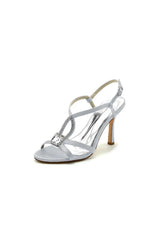 Rhinestone Satin Open Toe High Heels
