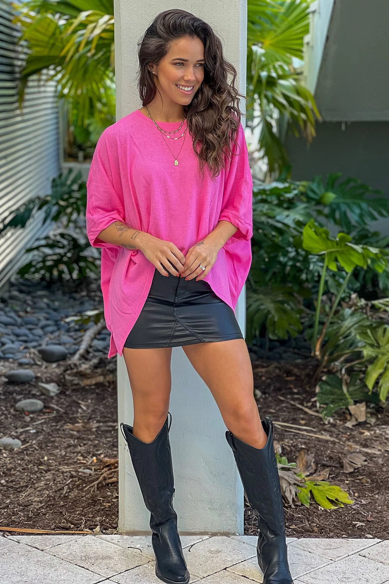 Pink Loose Fit Dolman Top