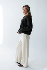 Ronda Ribbed Wide Leg Pants in Oatmeal