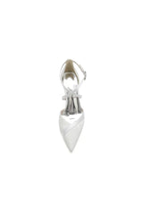 White Cross Strap Pump with Metallic Accent