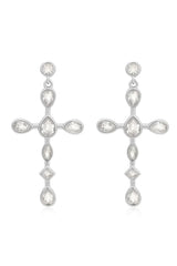 LUV AJ Bezel Stone Cross Studs