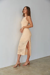 Keilani High Neck Open Knit Midi Dress