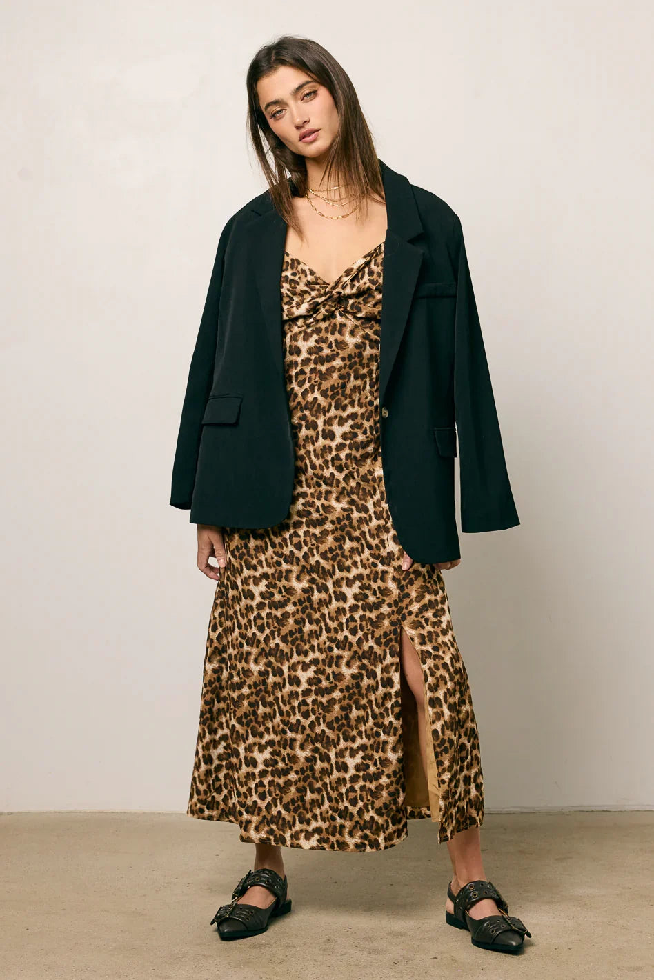 Meradith Leopard Print Midi Dress FINAL SALE