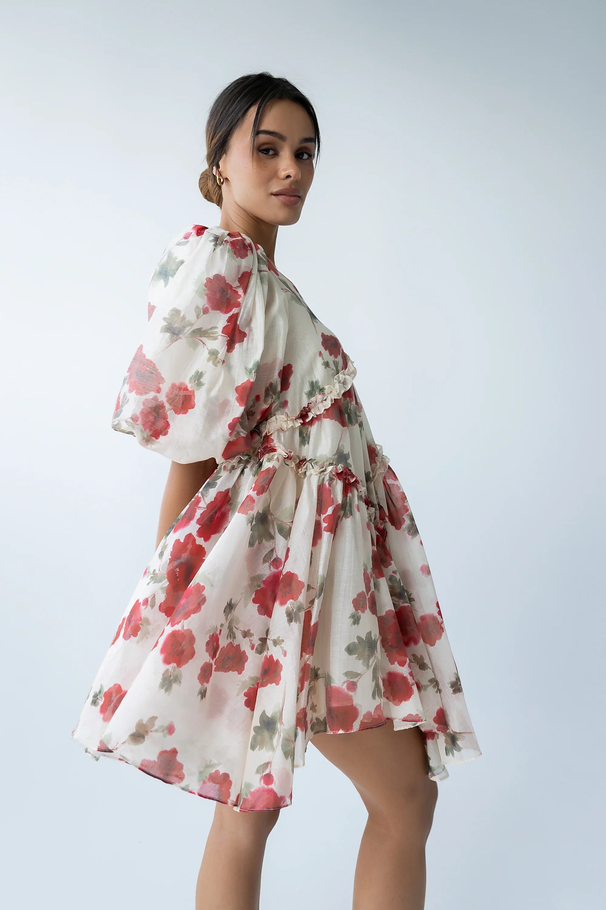 Tamlyn Floral Mini Dress in Red