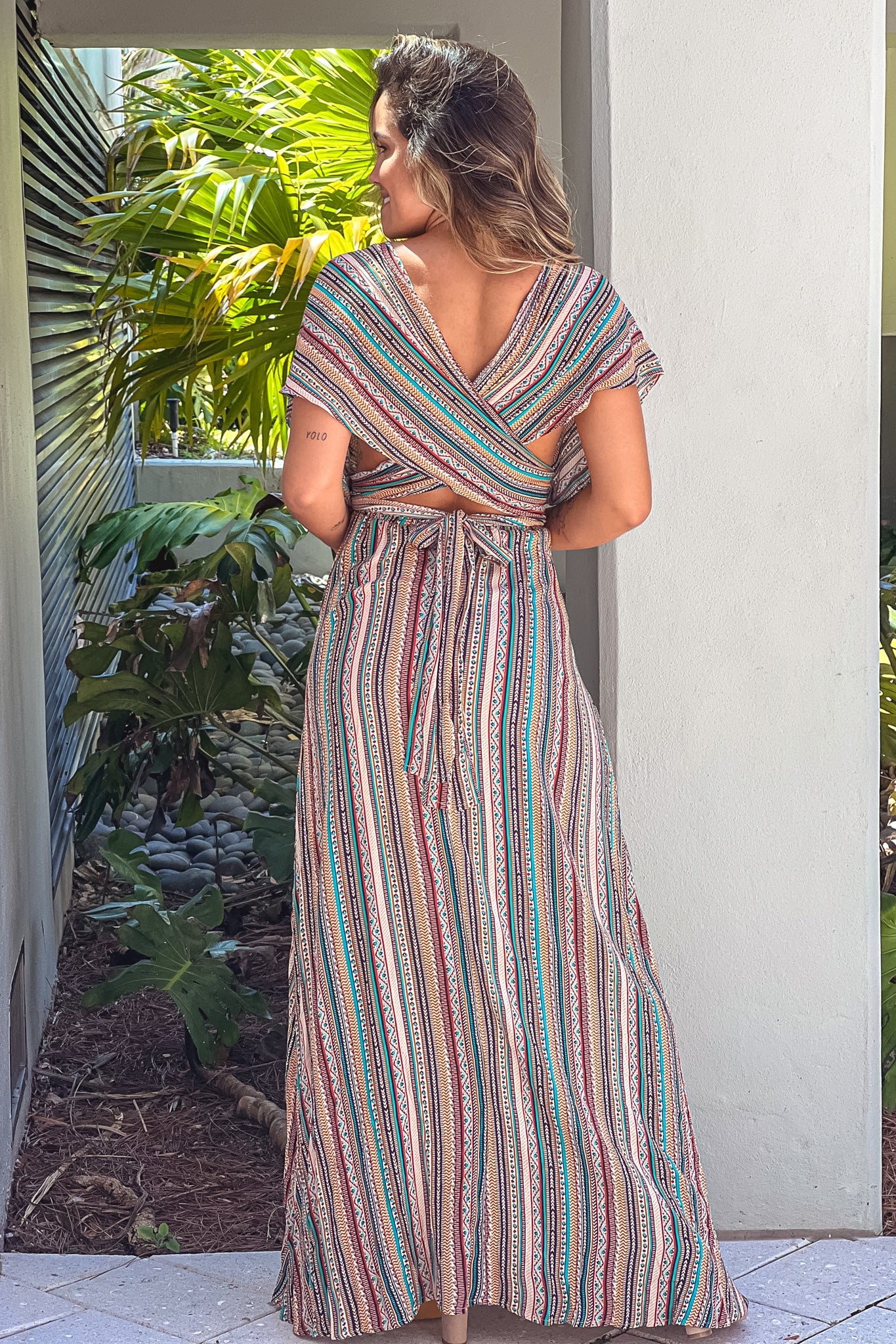 Multi Color Multi Tie Maxi Dress
