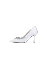 Burgundy High Heels with Crystal Embellishments