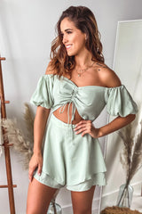 Sage Tie Front Romper