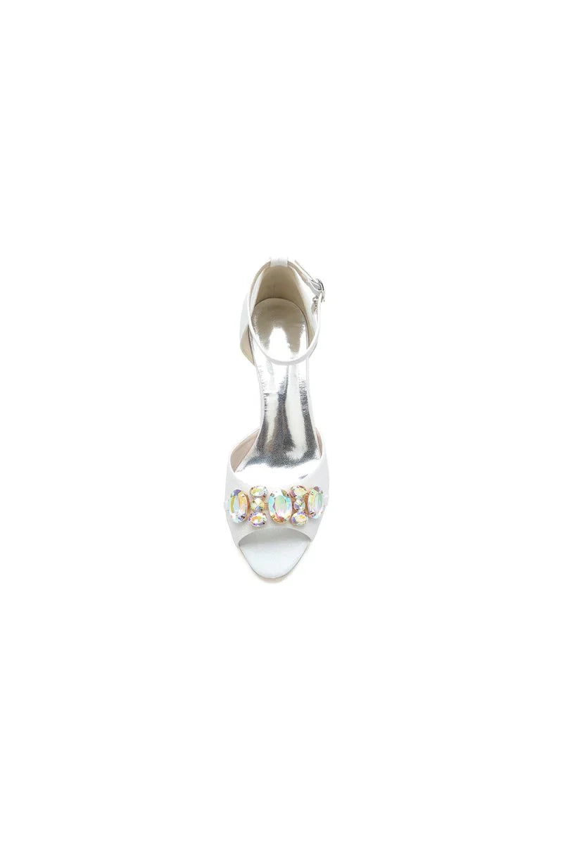 Peep Toe Rhinestone Strap Buckle Stiletto Heels