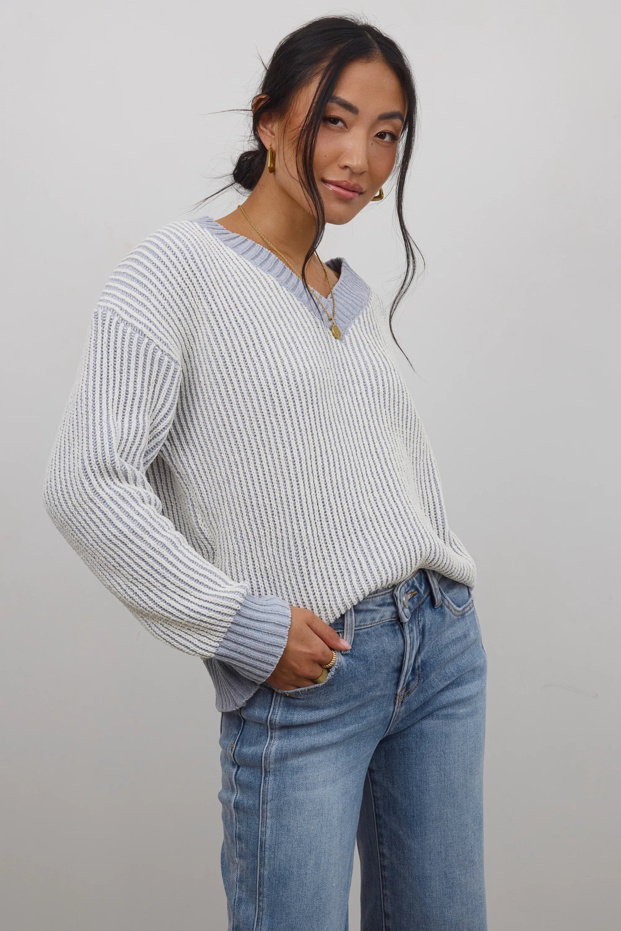 Glinda Knit Sweater in Blue FINAL SALE